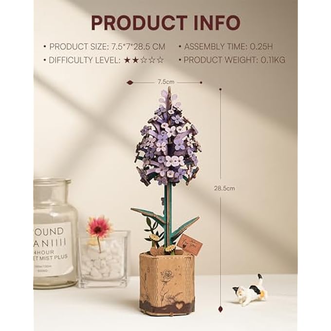 3D PUZZLE FLOWERS WOODEN MODEL KITS FOR ADULTS TO BUILD, ARTIFICIAL FLOWERS FOR DECORATION, HOME DECOR ACCESSORIES LIVING ROOM, GIFTS FOR WOMEN ON VALENTINE'S DAY, FLOWER BOUQUET TW021 - Image 4